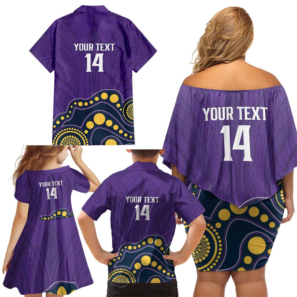 NRL Melbourne Rugby Custom Family Matching Off Shoulder Short Dress and Hawaiian Shirt Premiers Trophy Ride The Storm - Aussie Hoodie
