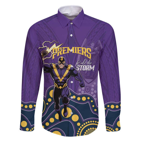 NRL Melbourne Rugby Custom Family Matching Puletasi and Hawaiian Shirt Premiers Trophy Ride The Storm - Aussie Hoodie
