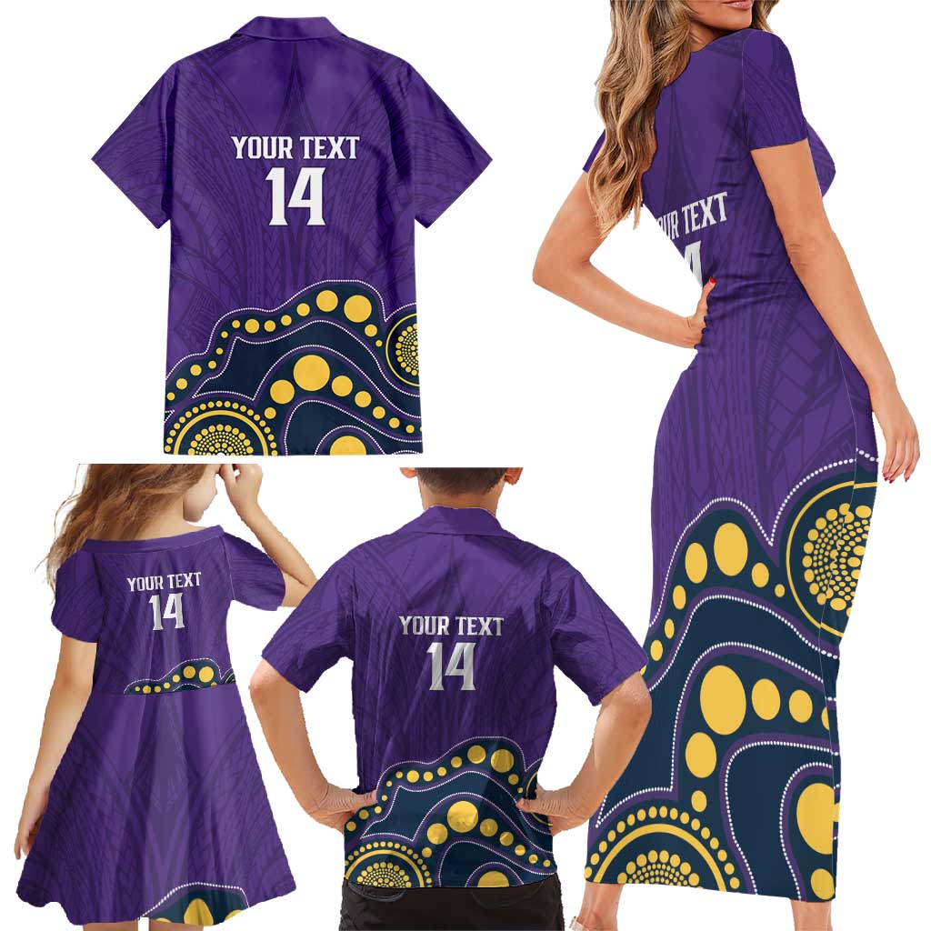 NRL Melbourne Rugby Custom Family Matching Short Sleeve Bodycon Dress and Hawaiian Shirt Premiers Trophy Ride The Storm - Aussie Hoodie