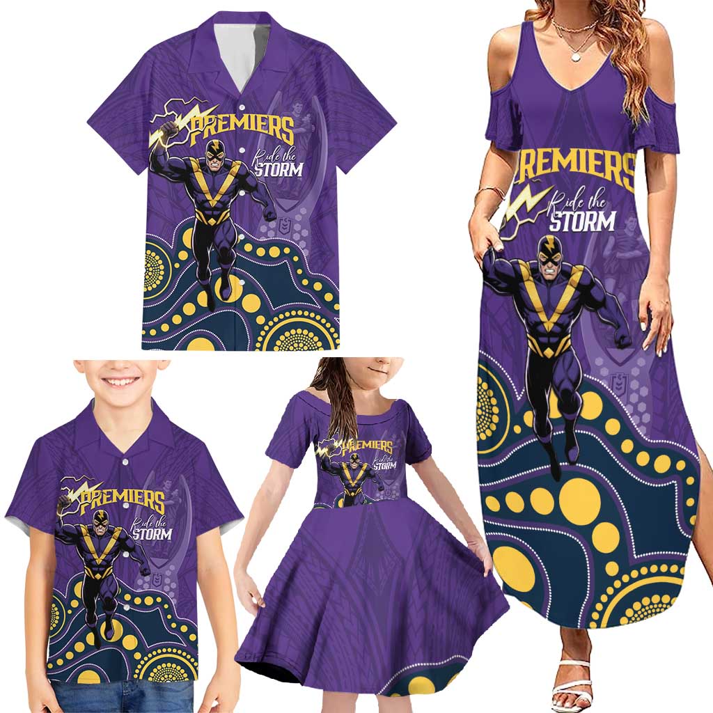 NRL Melbourne Rugby Custom Family Matching Summer Maxi Dress and Hawaiian Shirt Premiers Trophy Ride The Storm - Aussie Hoodie