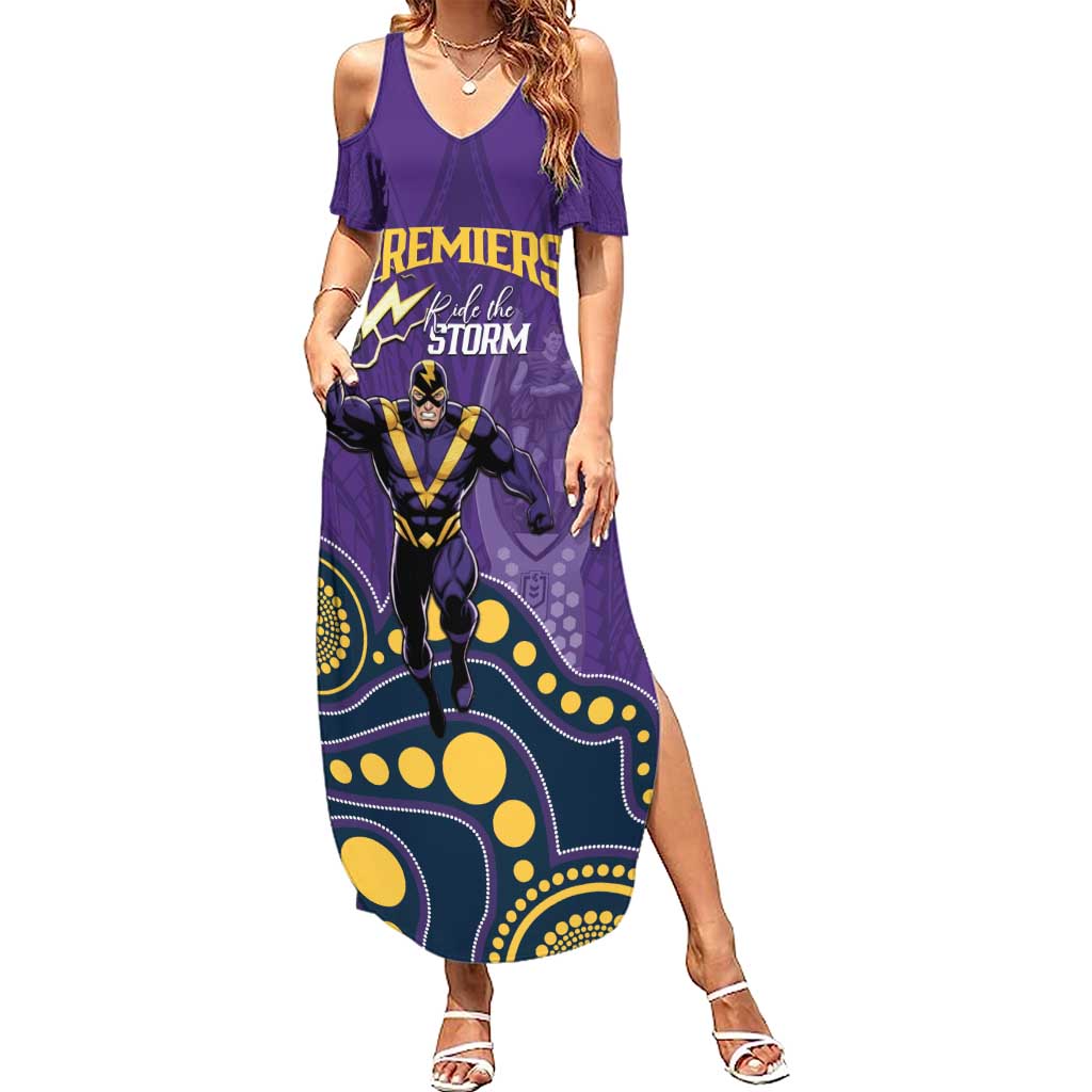 NRL Melbourne Rugby Custom Family Matching Summer Maxi Dress and Hawaiian Shirt Premiers Trophy Ride The Storm - Aussie Hoodie