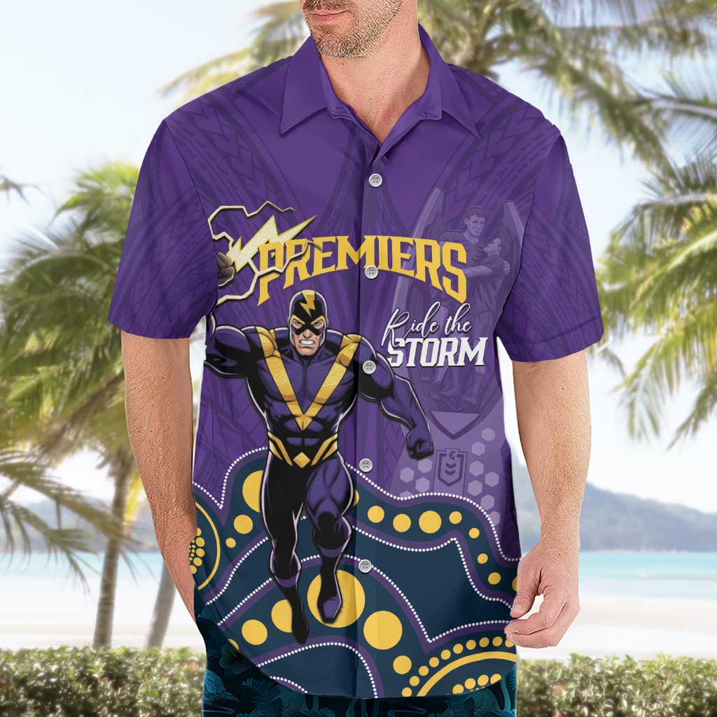 NRL Melbourne Rugby Custom Hawaiian Shirt Premiers Trophy Ride The Storm - Aussie Hoodie