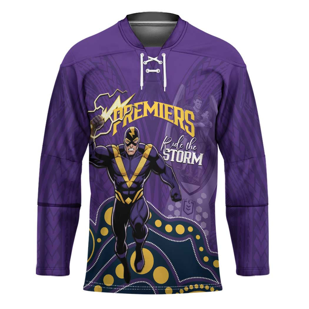 NRL Melbourne Rugby Custom Hockey Jersey Premiers Trophy Ride The Storm - Aussie Hoodie