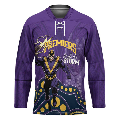 NRL Melbourne Rugby Custom Hockey Jersey Premiers Trophy Ride The Storm - Aussie Hoodie