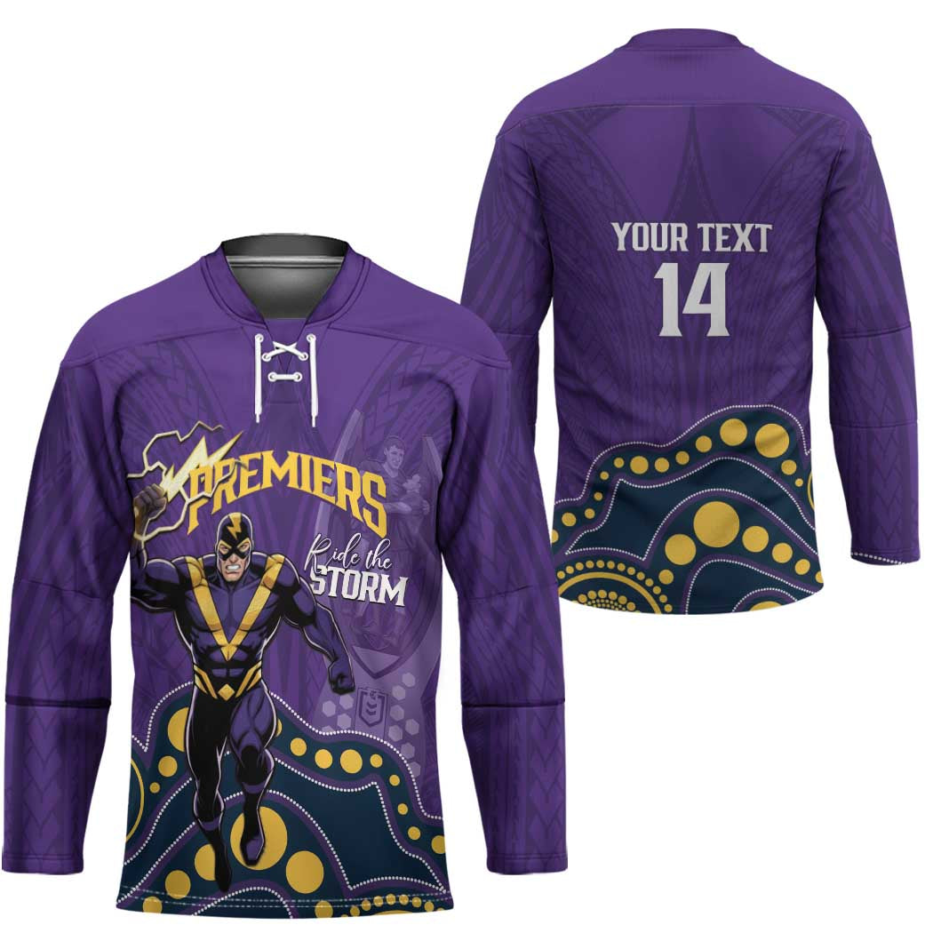 NRL Melbourne Rugby Custom Hockey Jersey Premiers Trophy Ride The Storm - Aussie Hoodie
