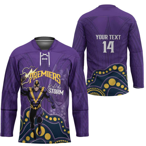 NRL Melbourne Rugby Custom Hockey Jersey Premiers Trophy Ride The Storm - Aussie Hoodie