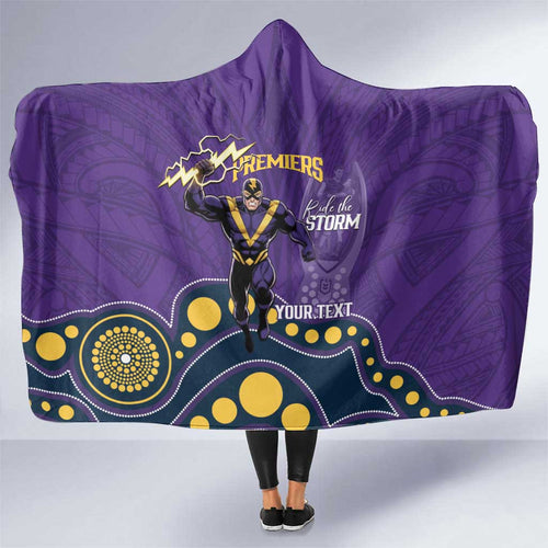 NRL Melbourne Rugby Custom Hooded Blanket Premiers Trophy Ride The Storm - Aussie Hoodie
