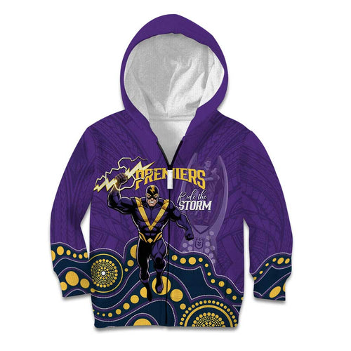 NRL Melbourne Rugby Custom Kid Hoodie Premiers Trophy Ride The Storm - Aussie Hoodie