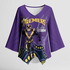 NRL Melbourne Rugby Custom Kimono Sleeve Blouse Premiers Trophy Ride The Storm - Aussie Hoodie