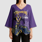 NRL Melbourne Rugby Custom Kimono Sleeve Blouse Premiers Trophy Ride The Storm - Aussie Hoodie