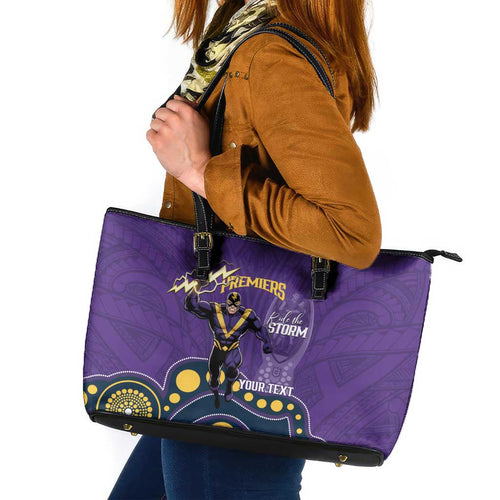 NRL Melbourne Rugby Custom Leather Tote Bag Premiers Trophy Ride The Storm - Aussie Hoodie