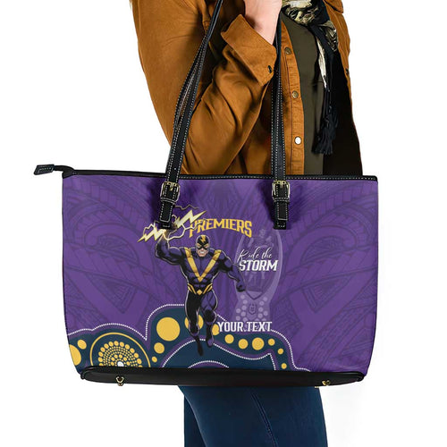 NRL Melbourne Rugby Custom Leather Tote Bag Premiers Trophy Ride The Storm - Aussie Hoodie