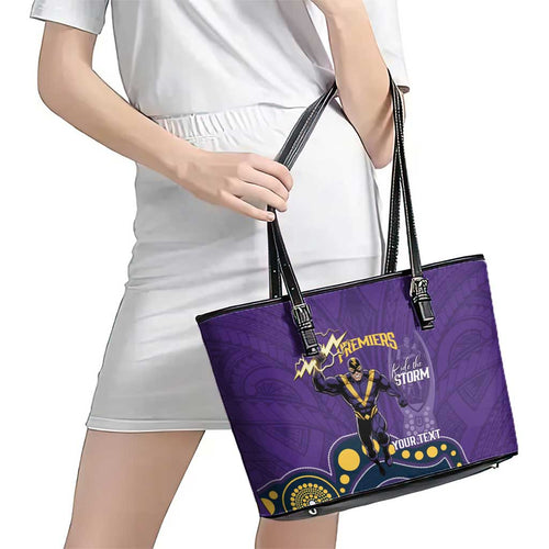 NRL Melbourne Rugby Custom Leather Tote Bag Premiers Trophy Ride The Storm - Aussie Hoodie
