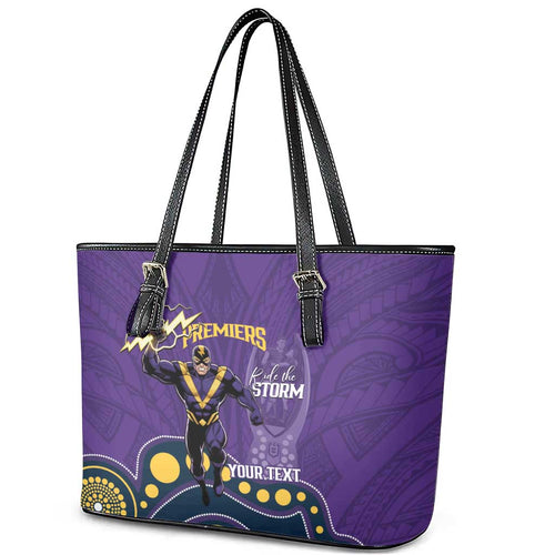 NRL Melbourne Rugby Custom Leather Tote Bag Premiers Trophy Ride The Storm - Aussie Hoodie