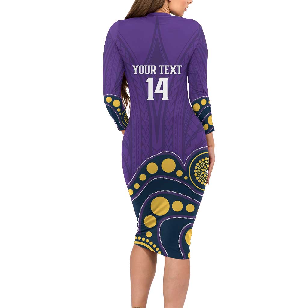 NRL Melbourne Rugby Custom Long Sleeve Bodycon Dress Premiers Trophy Ride The Storm - Aussie Hoodie