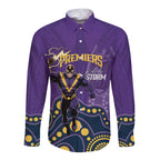 NRL Melbourne Rugby Custom Long Sleeve Button Shirt Premiers Trophy Ride The Storm - Aussie Hoodie