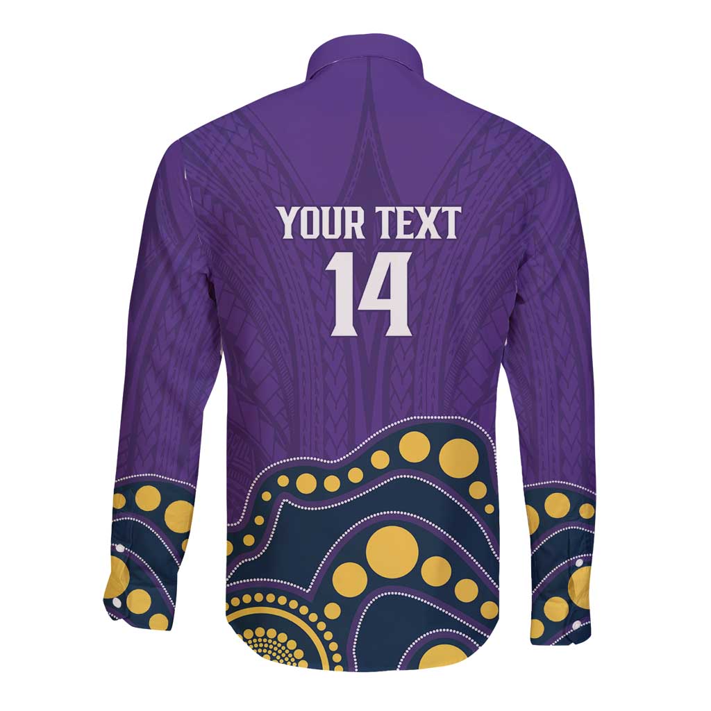 NRL Melbourne Rugby Custom Long Sleeve Button Shirt Premiers Trophy Ride The Storm - Aussie Hoodie