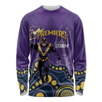 NRL Melbourne Rugby Custom Long Sleeve Shirt Premiers Trophy Ride The Storm - Aussie Hoodie