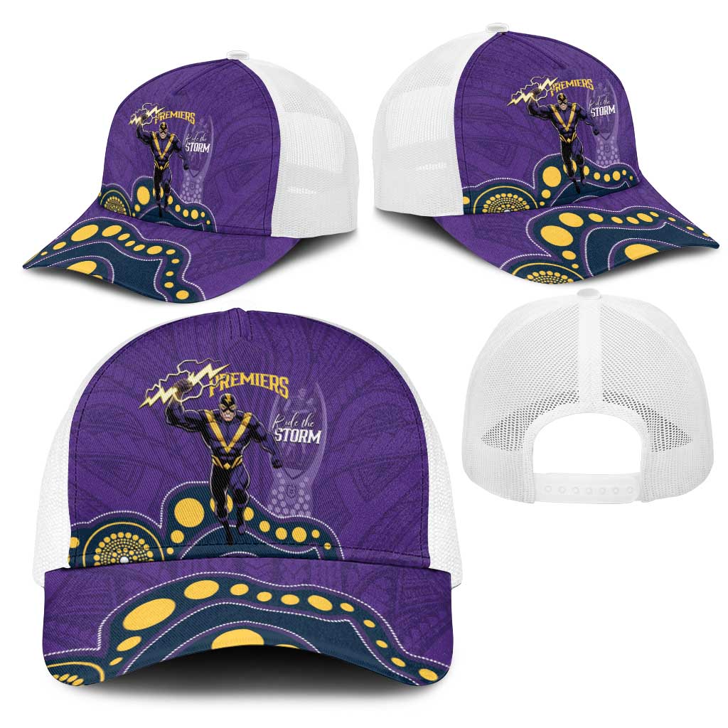 NRL Melbourne Rugby Mesh Trucker Cap Premiers Trophy Ride The Storm - Aussie Hoodie