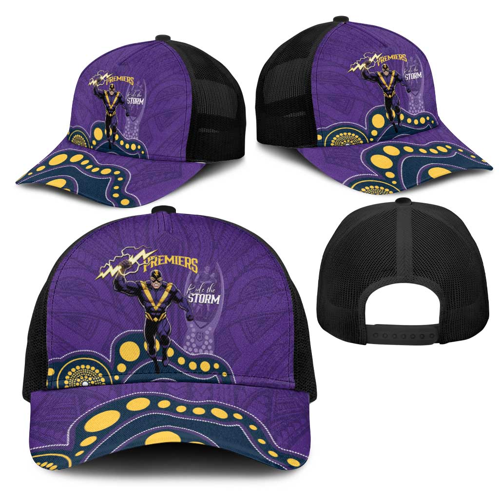 NRL Melbourne Rugby Mesh Trucker Cap Premiers Trophy Ride The Storm - Aussie Hoodie