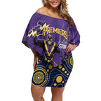 NRL Melbourne Rugby Custom Off Shoulder Short Dress Premiers Trophy Ride The Storm - Aussie Hoodie