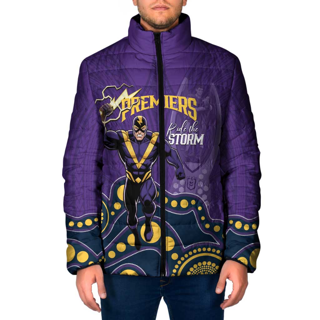 NRL Melbourne Rugby Custom Padded Jacket Premiers Trophy Ride The Storm - Aussie Hoodie
