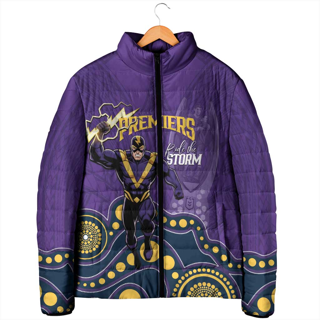 NRL Melbourne Rugby Custom Padded Jacket Premiers Trophy Ride The Storm - Aussie Hoodie