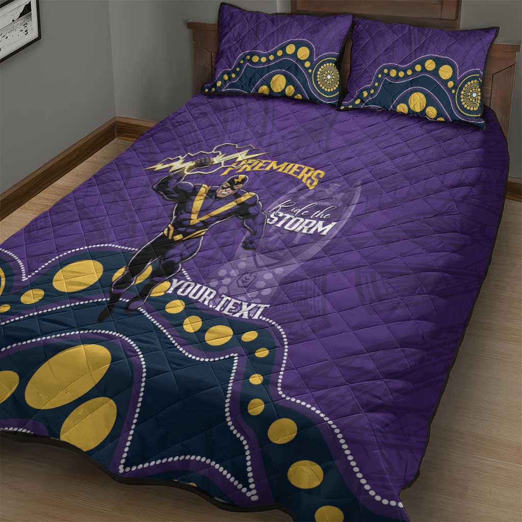 NRL Melbourne Rugby Custom Quilt Bed Set Premiers Trophy Ride The Storm - Aussie Hoodie