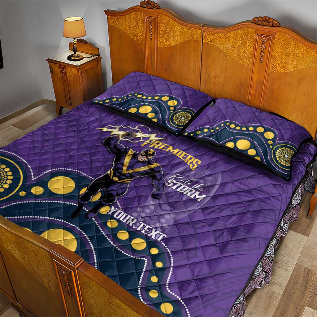 NRL Melbourne Rugby Custom Quilt Bed Set Premiers Trophy Ride The Storm - Aussie Hoodie