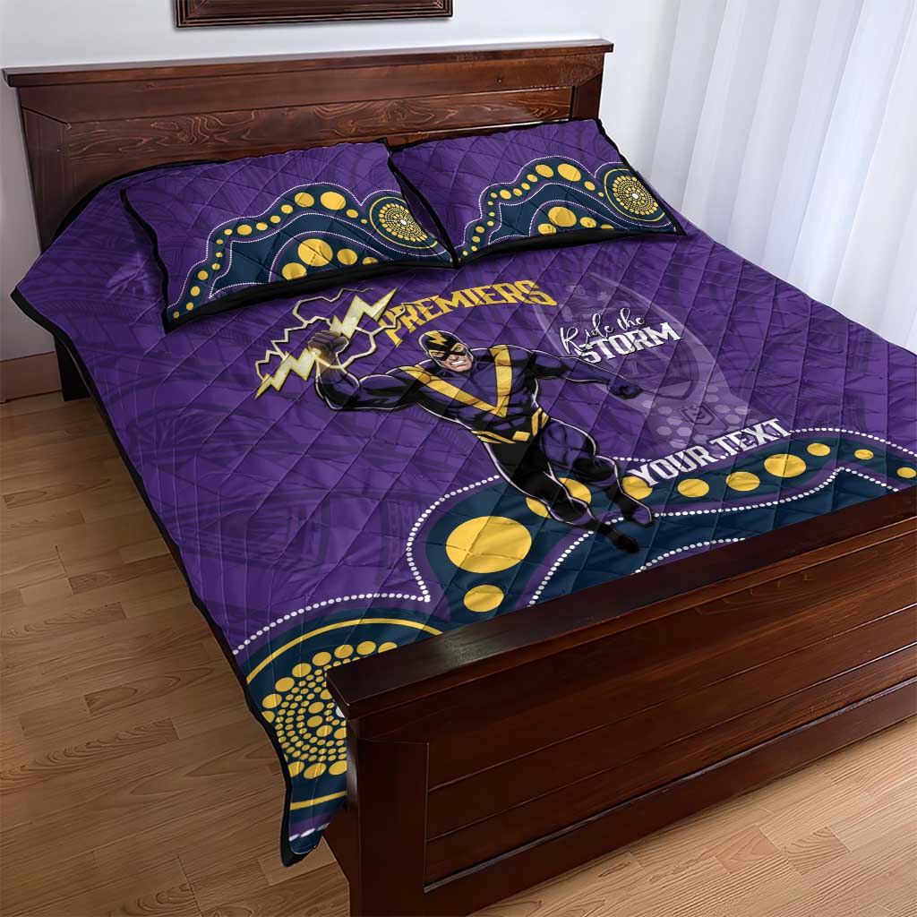 NRL Melbourne Rugby Custom Quilt Bed Set Premiers Trophy Ride The Storm - Aussie Hoodie