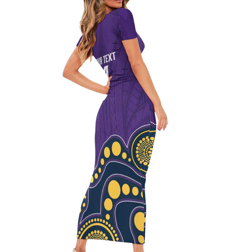 NRL Melbourne Rugby Custom Short Sleeve Bodycon Dress Premiers Trophy Ride The Storm - Aussie Hoodie