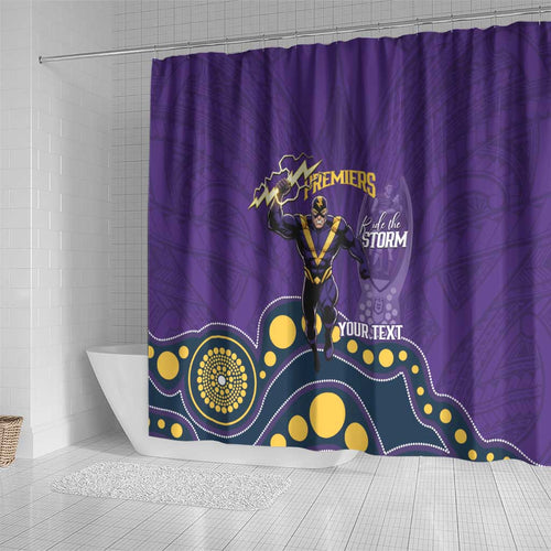 NRL Melbourne Rugby Custom Shower Curtain Premiers Trophy Ride The Storm - Aussie Hoodie