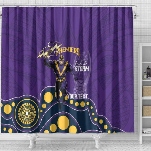 NRL Melbourne Rugby Custom Shower Curtain Premiers Trophy Ride The Storm - Aussie Hoodie