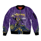 NRL Melbourne Rugby Custom Sleeve Zip Bomber Jacket Premiers Trophy Ride The Storm - Aussie Hoodie