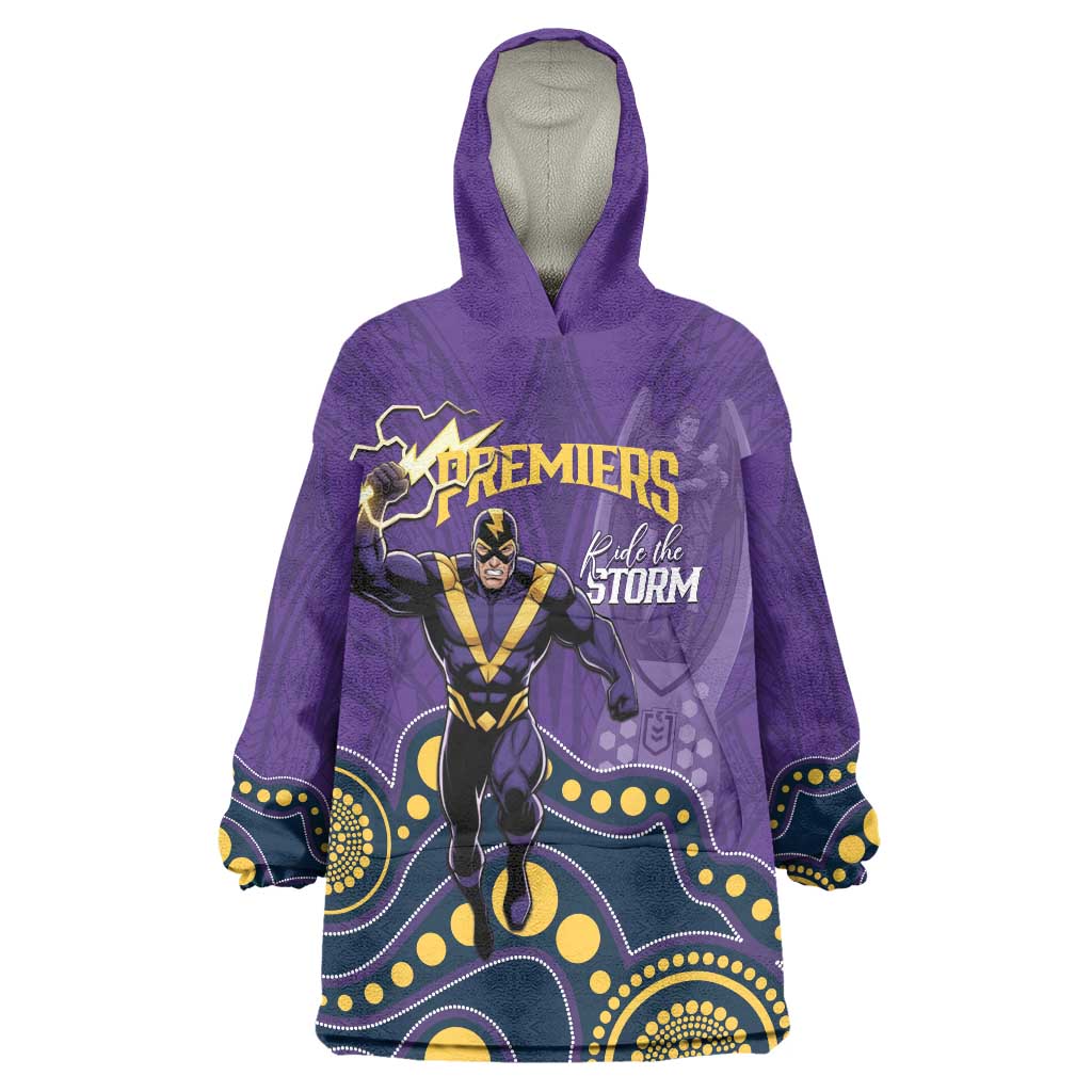 NRL Melbourne Rugby Custom Wearable Blanket Hoodie Premiers Trophy Ride The Storm - Aussie Hoodie