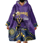 NRL Melbourne Rugby Custom Wearable Blanket Hoodie Premiers Trophy Ride The Storm - Aussie Hoodie