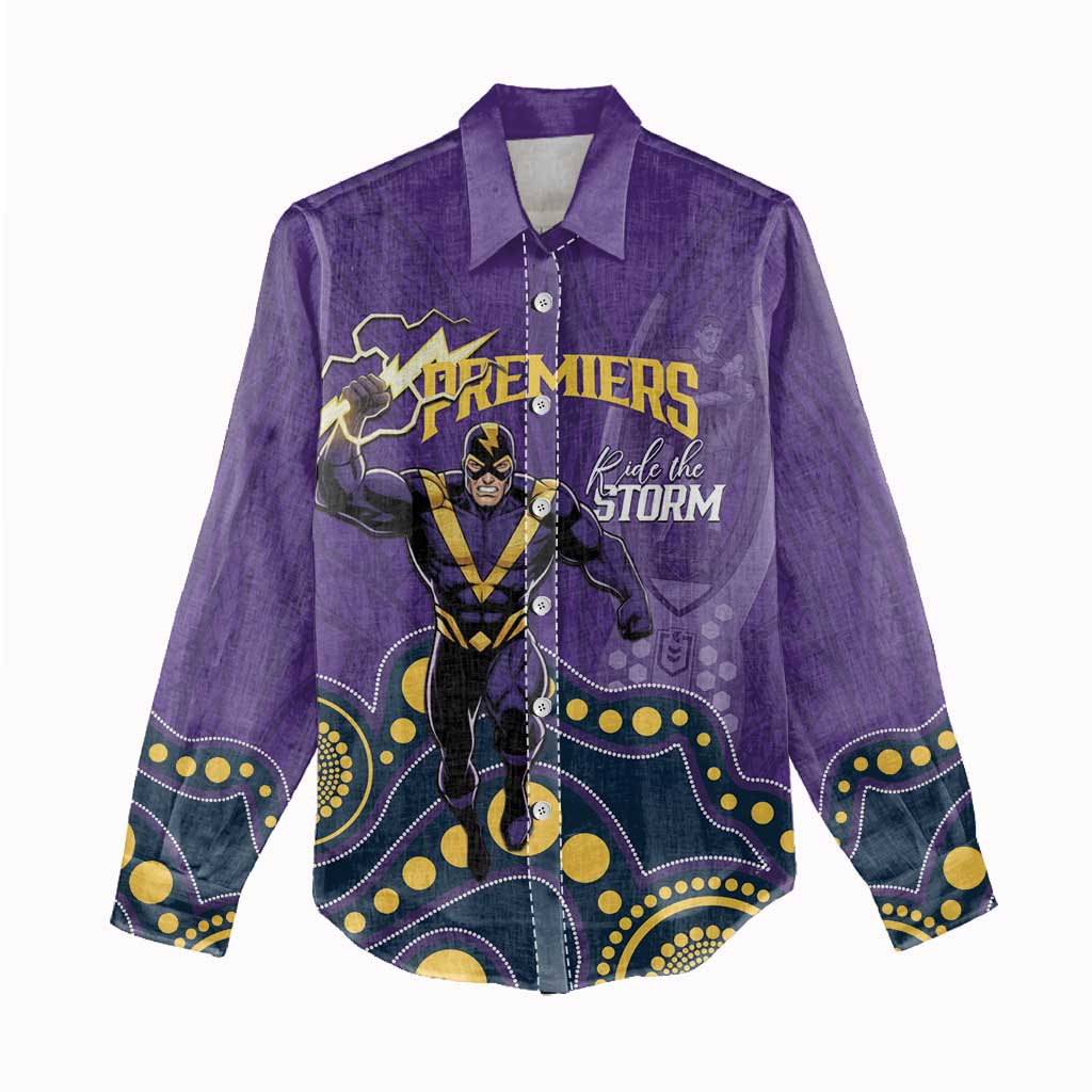 NRL Melbourne Rugby Custom Women Casual Shirt Premiers Trophy Ride The Storm - Aussie Hoodie