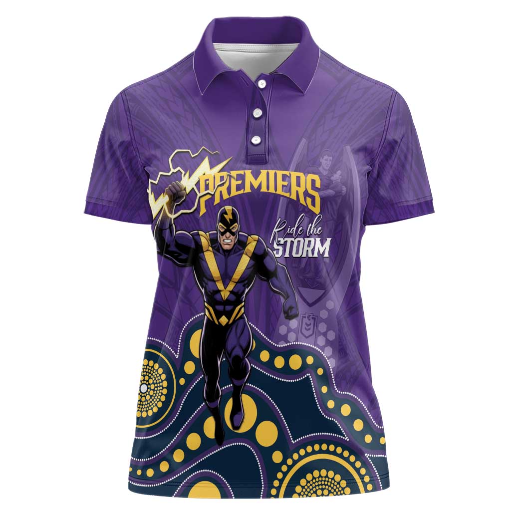 NRL Melbourne Rugby Custom Women Polo Shirt Premiers Trophy Ride The Storm - Aussie Hoodie