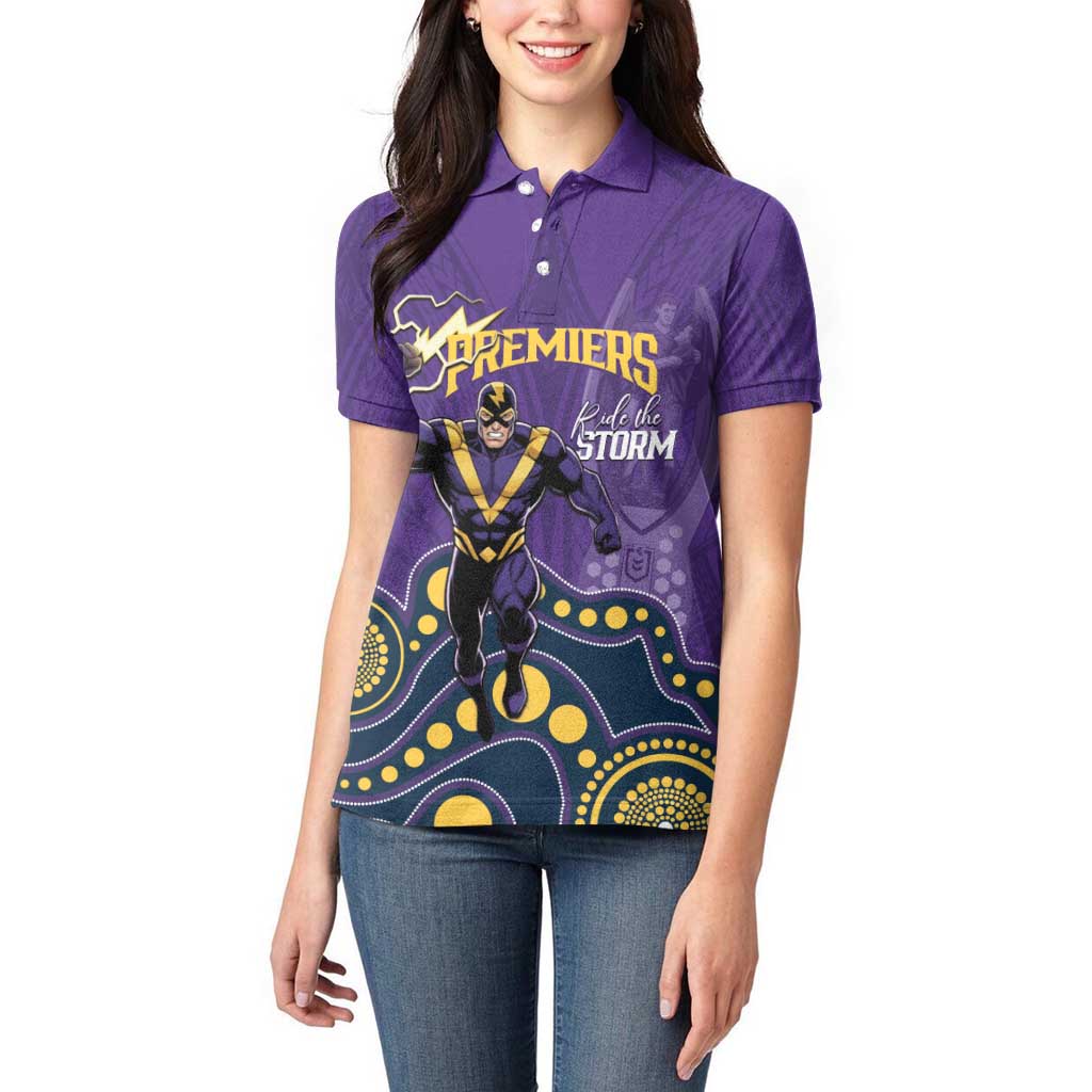 NRL Melbourne Rugby Custom Women Polo Shirt Premiers Trophy Ride The Storm - Aussie Hoodie