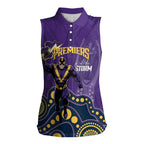 NRL Melbourne Rugby Custom Women Sleeveless Polo Shirt Premiers Trophy Ride The Storm - Aussie Hoodie