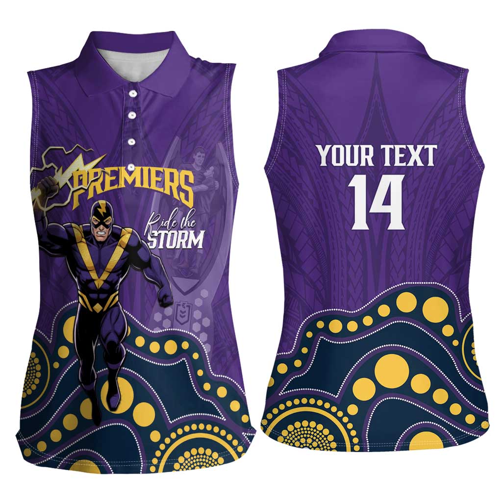 NRL Melbourne Rugby Custom Women Sleeveless Polo Shirt Premiers Trophy Ride The Storm - Aussie Hoodie
