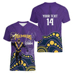 NRL Melbourne Rugby Custom Women V-Neck T-Shirt Premiers Trophy Ride The Storm - Aussie Hoodie