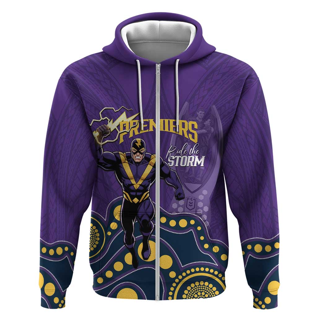 NRL Melbourne Rugby Custom Zip Hoodie Premiers Trophy Ride The Storm - Aussie Hoodie