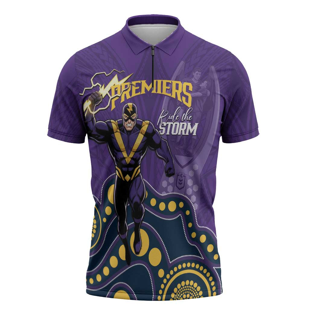 NRL Melbourne Rugby Custom Zipper Polo Shirt Premiers Trophy Ride The Storm - Aussie Hoodie