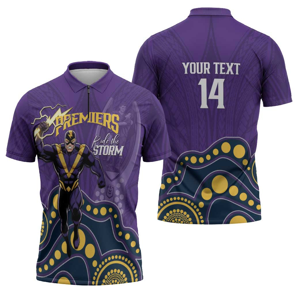 NRL Melbourne Rugby Custom Zipper Polo Shirt Premiers Trophy Ride The Storm - Aussie Hoodie