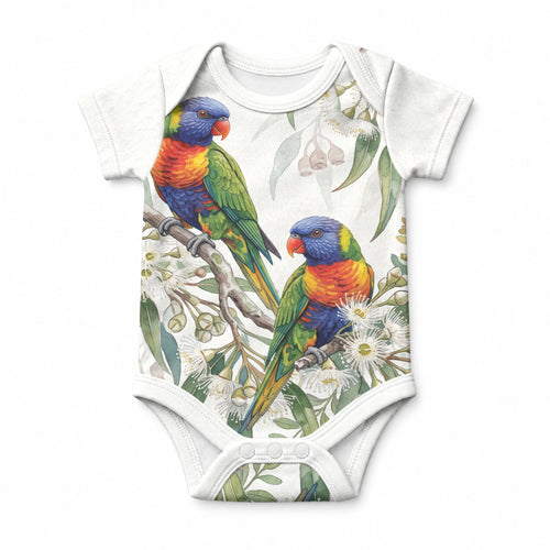 Australia Rainbow Lorikeets White Eucalyptus Blossoms Baby Onesie