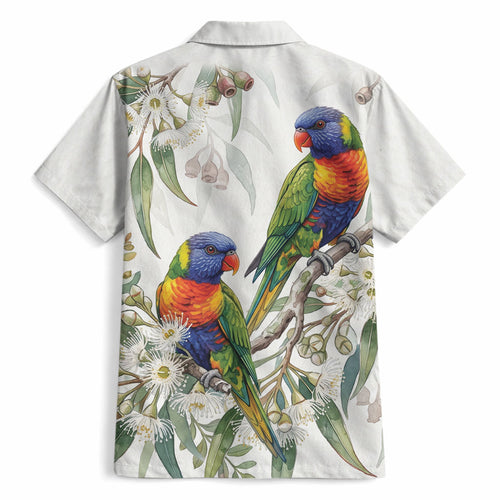 Australia Rainbow Lorikeets White Eucalyptus Blossoms Hawaiian Shirt