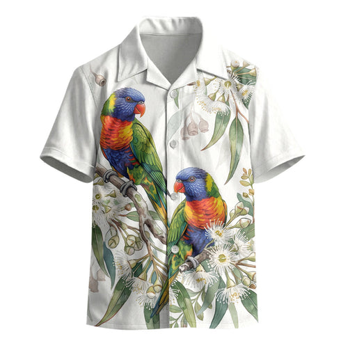 Australia Rainbow Lorikeets White Eucalyptus Blossoms Kid Hawaiian Shirt