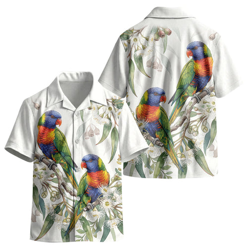 Australia Rainbow Lorikeets White Eucalyptus Blossoms Kid Hawaiian Shirt