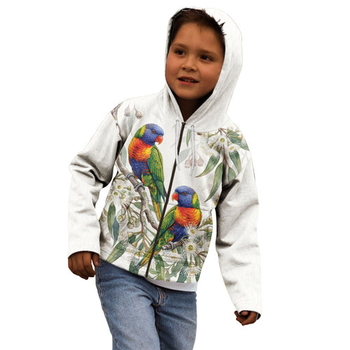 Australia Rainbow Lorikeets White Eucalyptus Blossoms Kid Hoodie